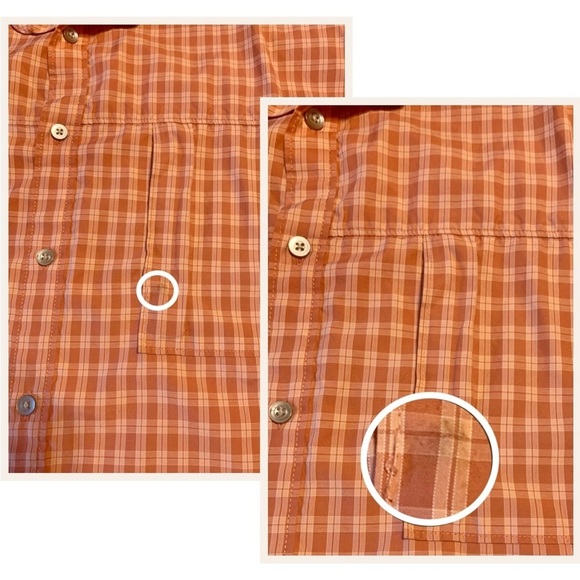 Van Huesen Orange Plaid Casual Button Down Shirt, [Sz XXL 18-18.5] **FLAW NOTED* - Picture 7 of 10